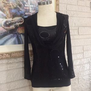 No Tags Banded Hem Sequins Knit Tunic Top